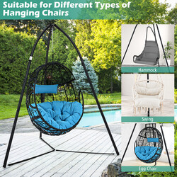 Metal hængekøjestativ med tre ben sort justerbar 200 kg 200x218 cm