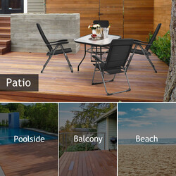 2 stk sort udendørs foldestole med justerbar rygstøtte og robust stålram