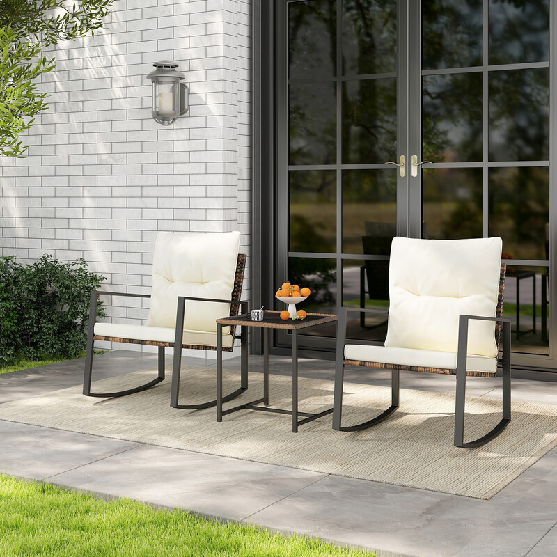 Bistrogruppe med 2 PE‑rotting gyngestole og bord til balkon