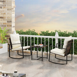 Bistrogruppe med 2 PE‑rotting gyngestole og bord til balkon