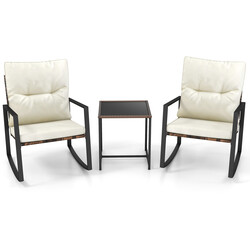 Bistrogruppe med 2 PE‑rotting gyngestole og bord til balkon