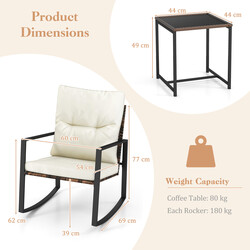 Bistrogruppe med 2 PE‑rotting gyngestole og bord til balkon