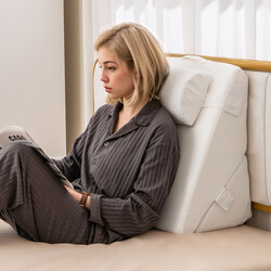 Ergonomisk kilpudsesæt hvid luftmemoryskum 57x30x53 cm 3-delt