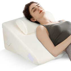 Ergonomisk kilpudsesæt hvid luftmemoryskum 57x30x53 cm 3-delt