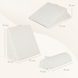 Ergonomisk kilpudsesæt hvid luftmemoryskum 57x30x53 cm 3-delt