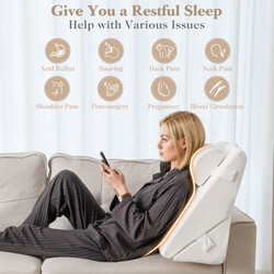 Ergonomisk kilpudsesæt hvid luftmemoryskum 57x30x53 cm 3-delt