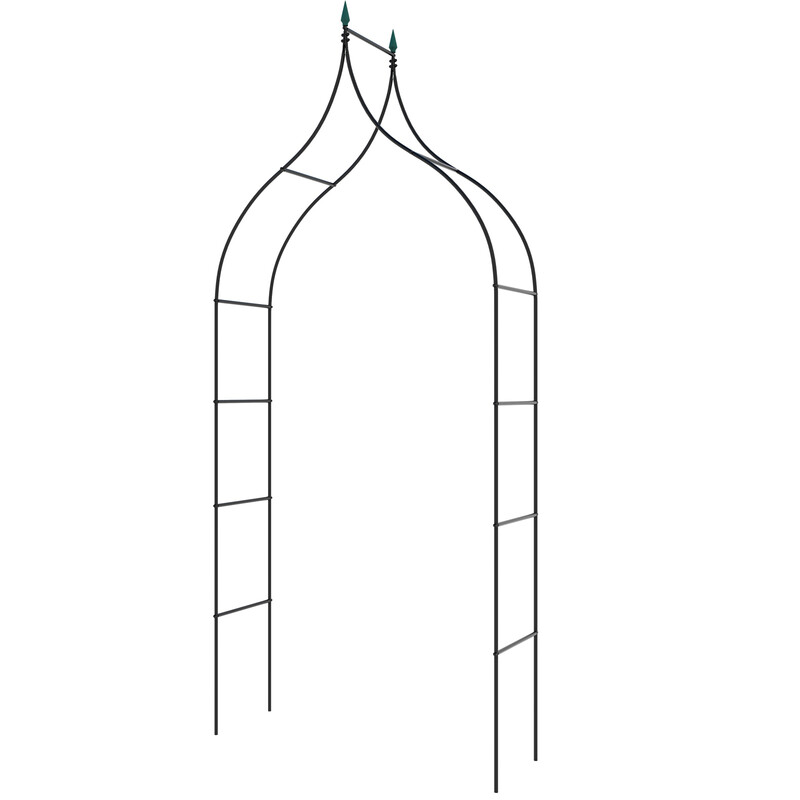 Metallisk havebue sort 125x39x287 cm 1 stk til udendørs brug