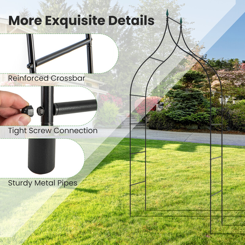 Metallisk havebue sort 125x39x287 cm 1 stk til udendørs brug