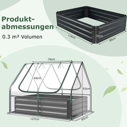 Drivhus 3-i-1 med plantekasse PVC-overtræk sølv 129x97x96 cm
