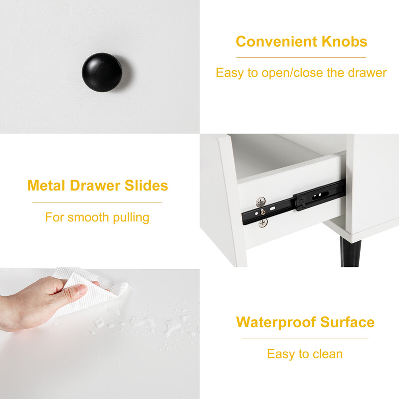 Kommode med fire hvide skuffer 80x39