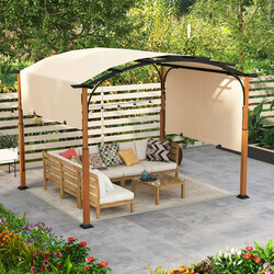 Justerbar pergola i metal og polyester 360x300x260 cm grå