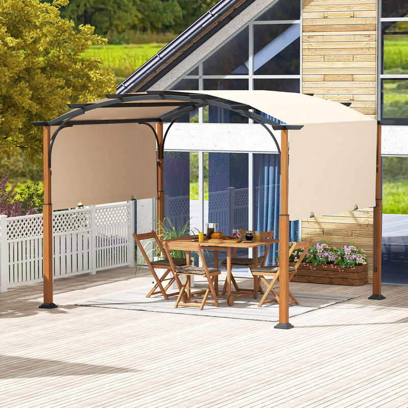 Justerbar pergola i metal og polyester 360x300x260 cm grå