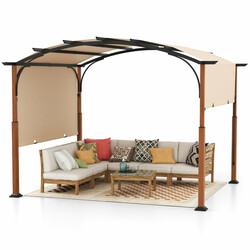 Justerbar pergola i metal og polyester 360x300x260 cm grå
