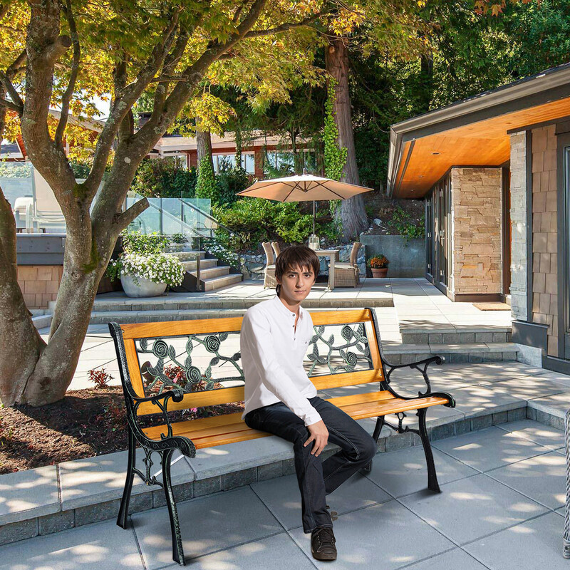 Havebænk i støbejern og fyr 127x53x74 cm til tre personer