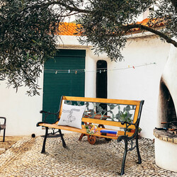 Havebænk i støbejern og fyr 127x53x74 cm til tre personer