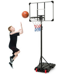Basketballstativ justerbar højde 176-206 cm sort backboard udendørs