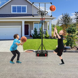 Basketballstativ justerbar højde 176-206 cm sort backboard udendørs