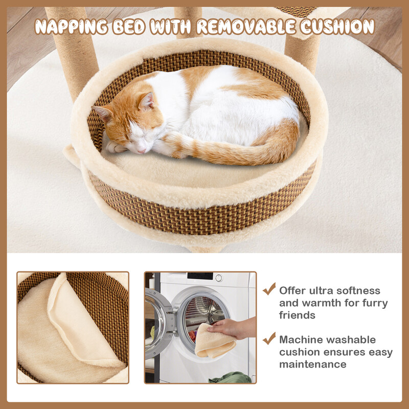 Katteklatretræ 90 cm rotting MDF med platform og kradsepinde