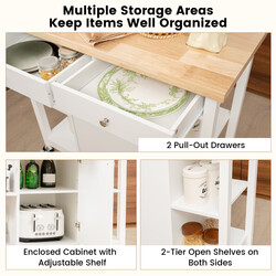 Køkkenvogn grå gummitræ 99x46x90 cm med hjul skuffer hylder