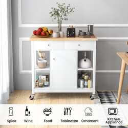 Køkkenvogn grå gummitræ 99x46x90 cm med hjul skuffer hylder