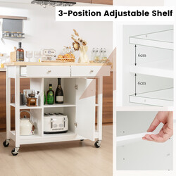 Køkkenvogn grå gummitræ 99x46x90 cm med hjul skuffer hylder