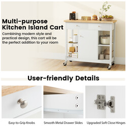 Køkkenvogn grå gummitræ 99x46x90 cm med hjul skuffer hylder