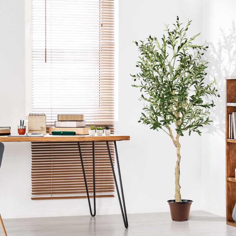 Kunstige olivtræer 2 stk 182 cm grøn silkestof blade indendørs udendørs