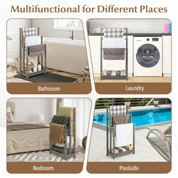 Fritstående håndklædestativ i gran 45x22x86 cm med tre stænger og hylde