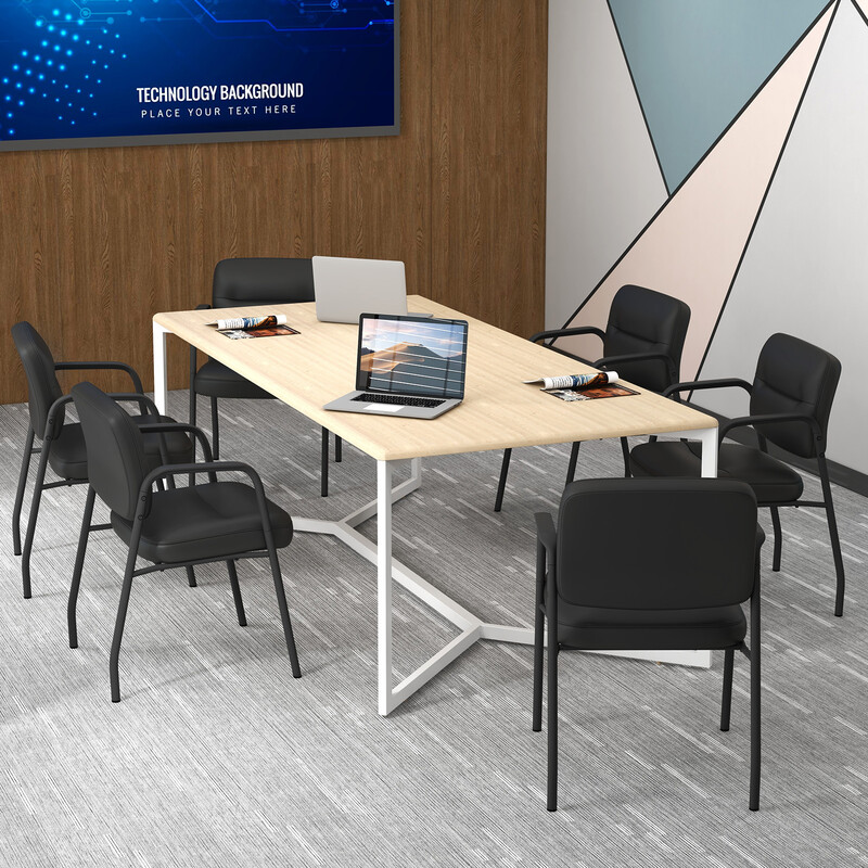 2-pak konferencestole sort PU‑læder med armlæn metalram 58x56x81 cm