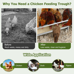 Foderbakke i galvaniseret stål 115 cm 15 L til fjerkræ