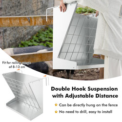 Hø- og korntråg i galvaniseret metal justerbart afstand 8-13 cm 83 L