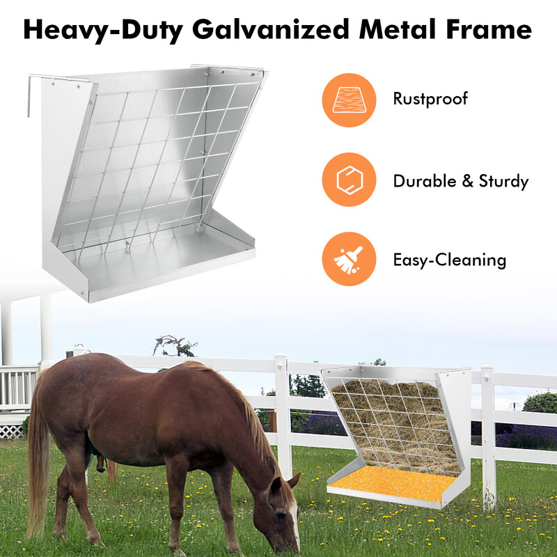 Hø- og korntråg i galvaniseret metal justerbart afstand 8-13 cm 83 L