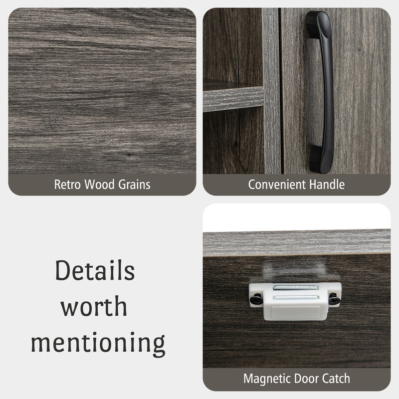 Barskab med vinholdere træ og metal hylder grå 100x35x83 cm