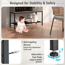 Barskab med vinholdere træ og metal hylder grå 100x35x83 cm