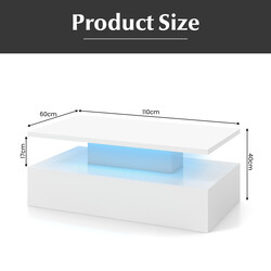Sort MDF sofabord 110x60x40 cm med LED-belysning og fjernbetjening