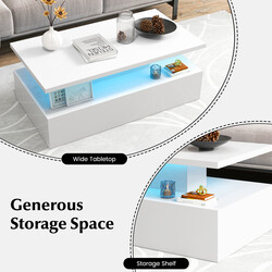 Sort MDF sofabord 110x60x40 cm med LED-belysning og fjernbetjening