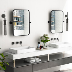 Sort vægspejl med metalramme justerbar hældning 76