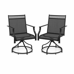 Patiosæde sort 2-pak 360° drejefunktion hurtigtørrende stof 65x61x90 cm