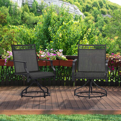 Patiosæde sort 2-pak 360° drejefunktion hurtigtørrende stof 65x61x90 cm