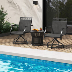 Patiosæde sort 2-pak 360° drejefunktion hurtigtørrende stof 65x61x90 cm