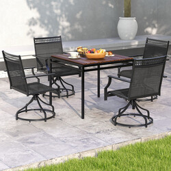 Patiosæde sort 2-pak 360° drejefunktion hurtigtørrende stof 65x61x90 cm