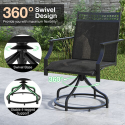 Patiosæde sort 2-pak 360° drejefunktion hurtigtørrende stof 65x61x90 cm