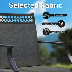 Patiosæde sort 2-pak 360° drejefunktion hurtigtørrende stof 65x61x90 cm