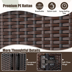 Tøjskab i brun PE-rotting med 2 døre tøjstang og 4 hylder