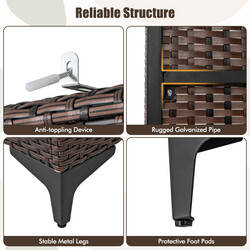 Tøjskab i brun PE-rotting med 2 døre tøjstang og 4 hylder