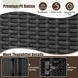 Klædeskab PE-rotting 2 døre 1 bøjle 4 hylder brun 72x50x157 cm