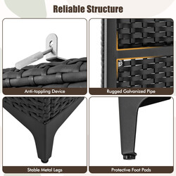 Klædeskab PE-rotting 2 døre 1 bøjle 4 hylder brun 72x50x157 cm