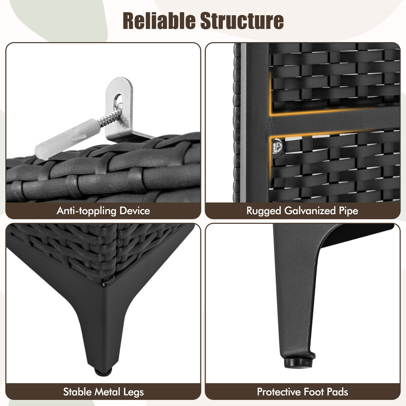 Klædeskab PE-rotting 2 døre 1 bøjle 4 hylder brun 72x50x157 cm