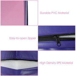 Træningsmåtte ergonomisk kileformet foldbar PVC/EPE 150x75x36 cm lila/rosa med bærehåndtag