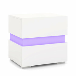 LED natbord sort med to skuffer og fjernbetjening 45x35x45 cm